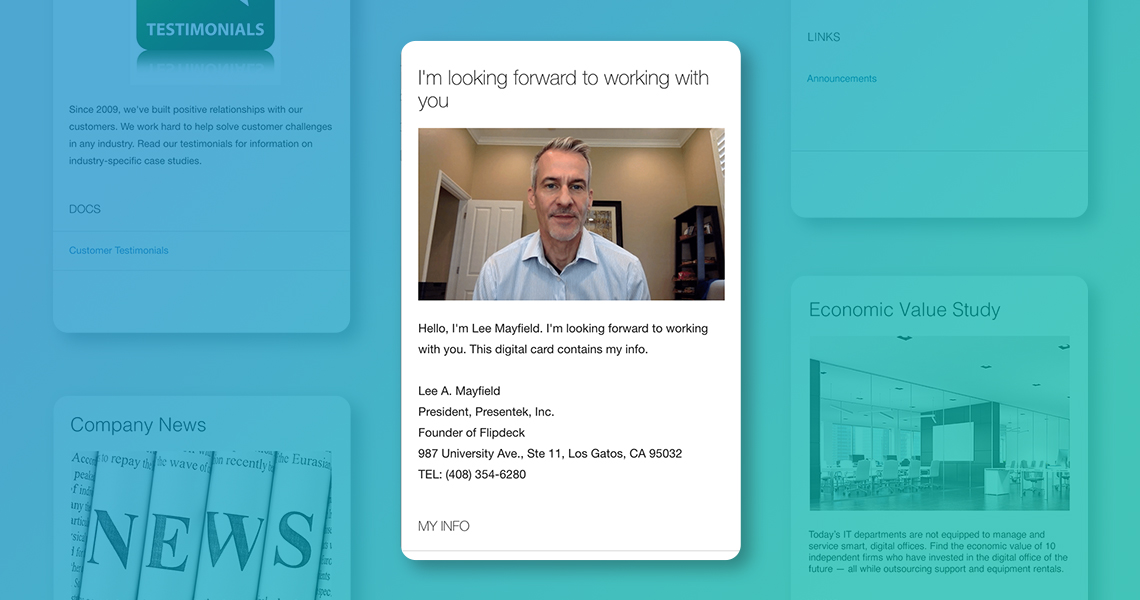 a digital business card created in Flipdeck