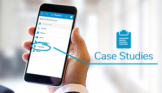 Flipdeck displaying a case study on a mobile phone