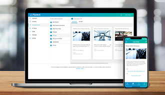 a laptop and mobile phone with Flipdeck app visible