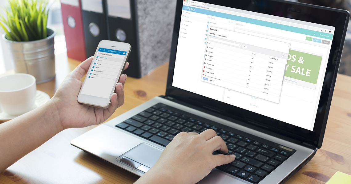 a person using Flipdeck on their phone and computer