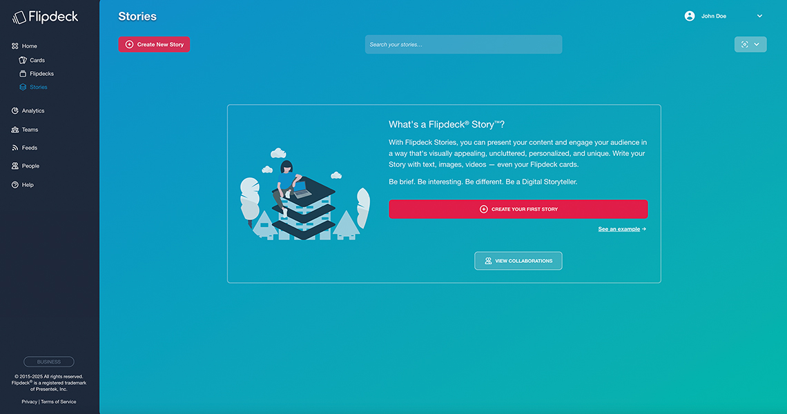 Flipdeck stories webpage