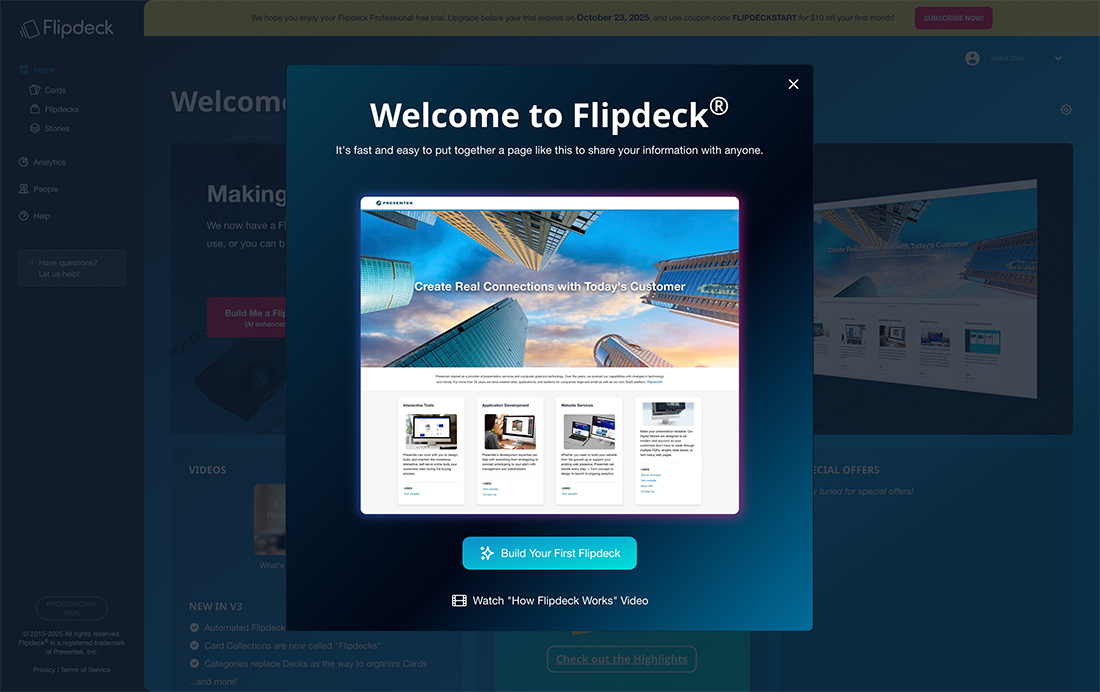 Flipdeck interface, what are decks and cards?
