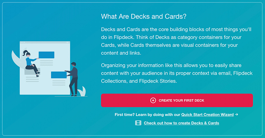 Flipdeck interface, what are decks and cards?