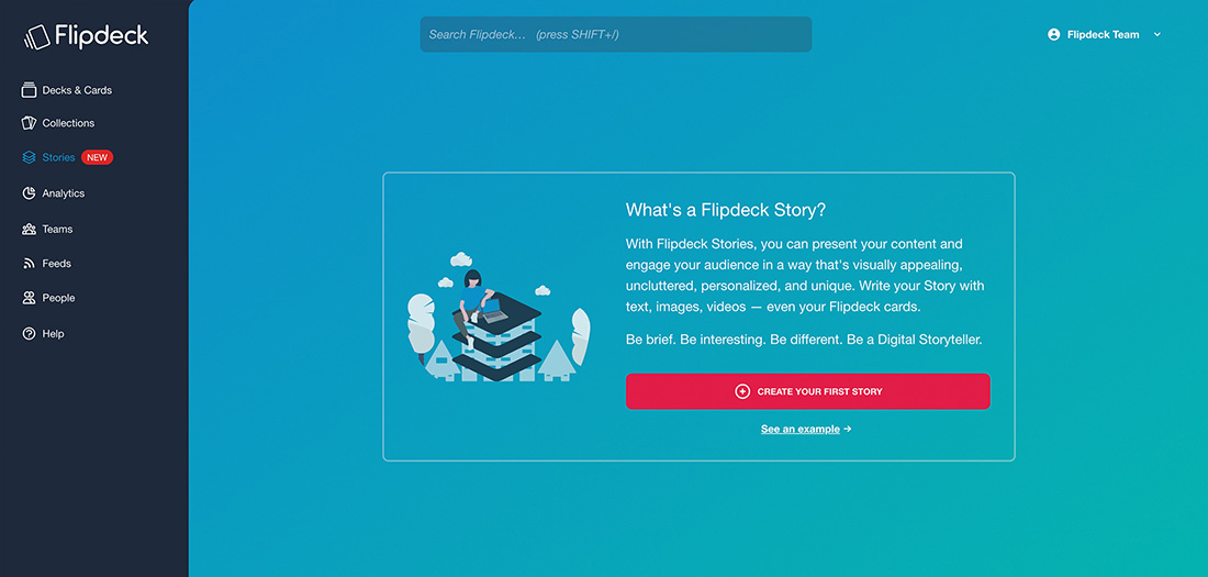 Flipdeck stories webpage
