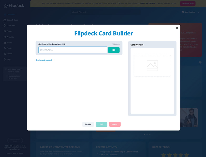 Flipdeck card builder webpage