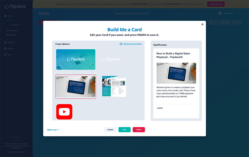 Flipdeck card builder step 2
