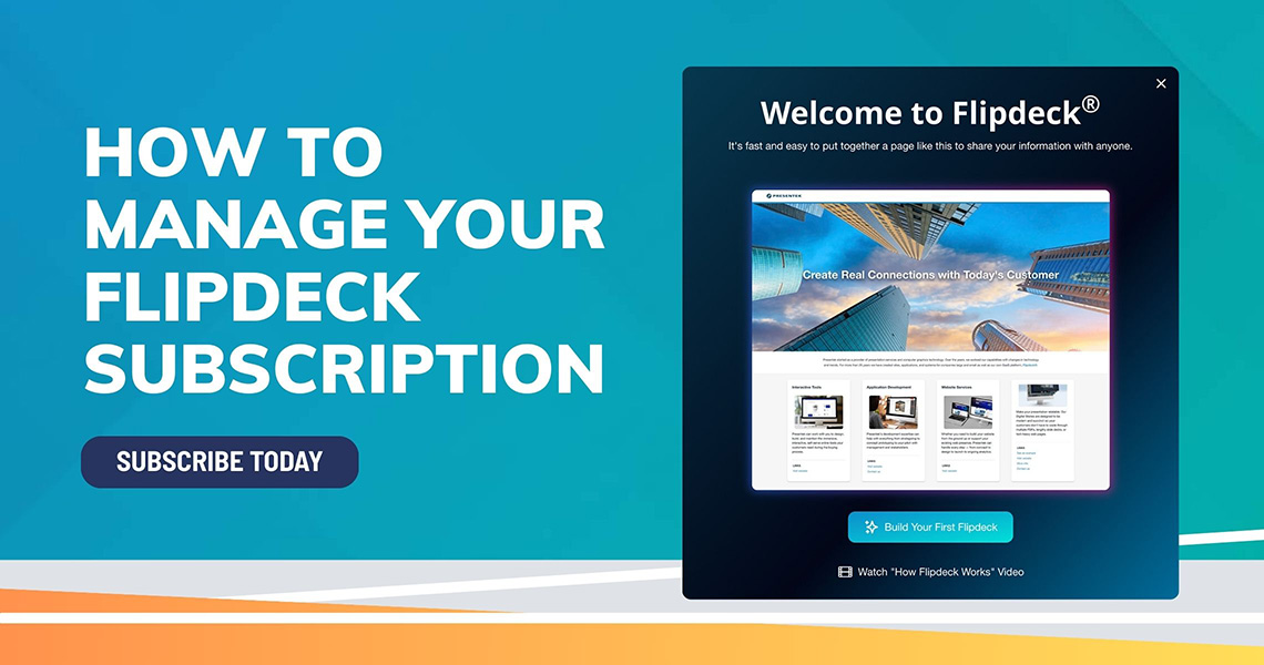 banner with how to manage your flipdeck subscription text and a flipdeck