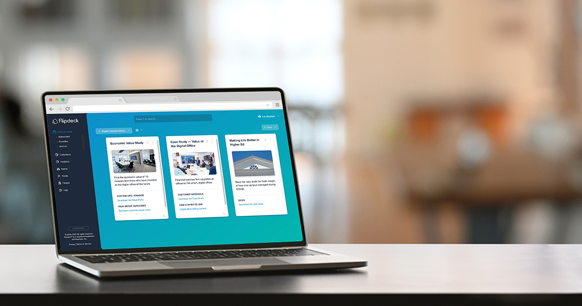 a laptop showing Flipdeck open in a browser