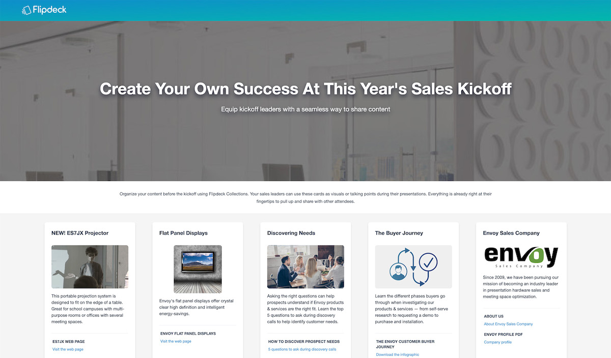 Flipdeck Collection of resources a sales representative or sales team might use