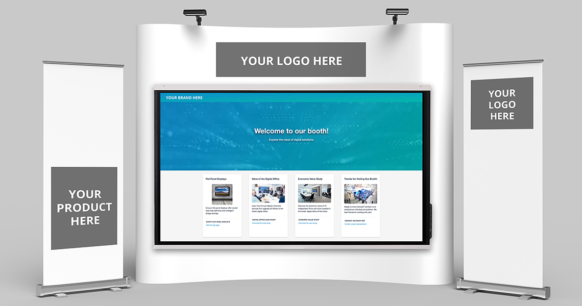 tradeshow booth with interactive whiteboard