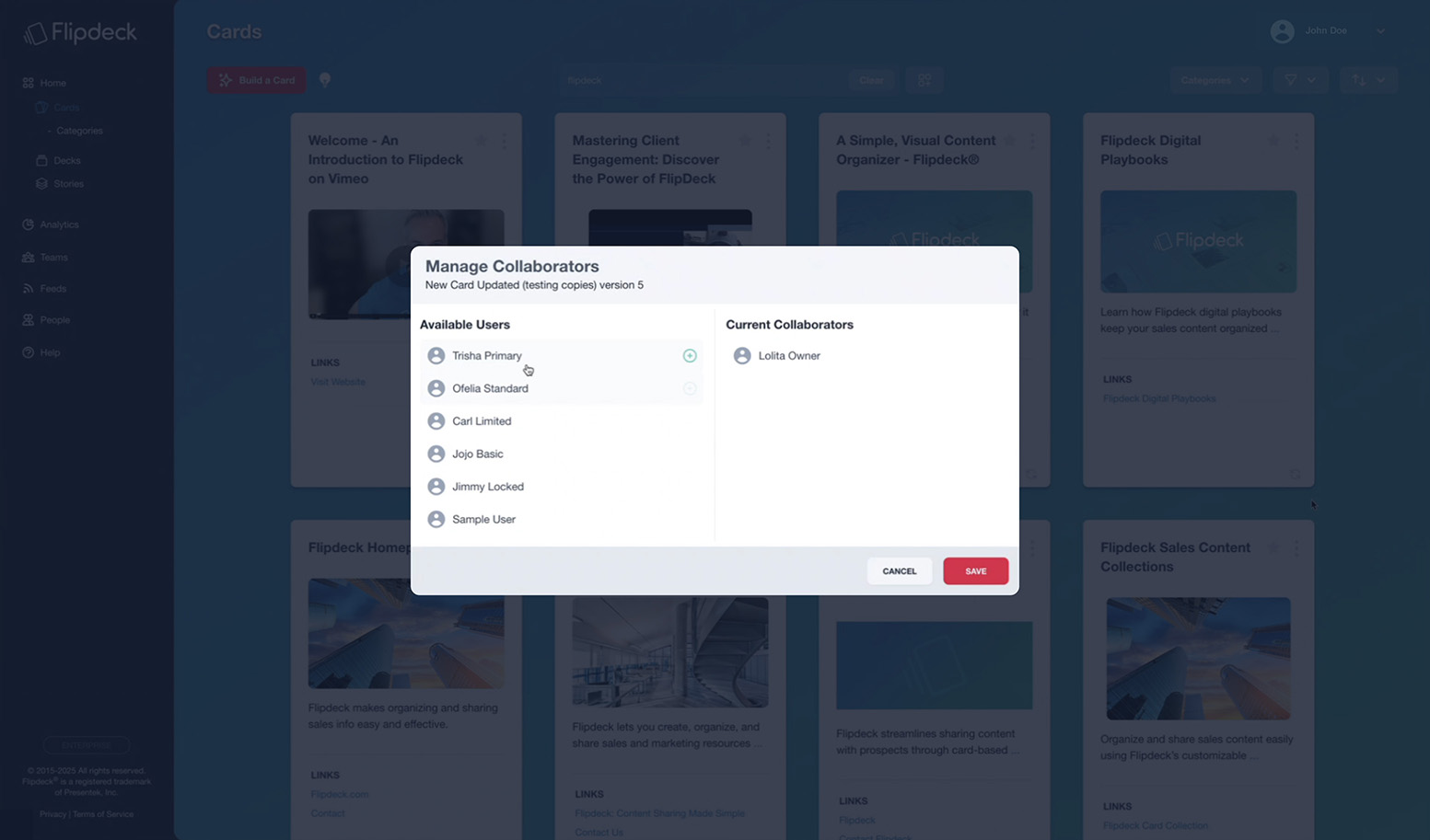 manage collaborators screenshot