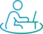 outline of person working on desk