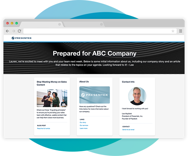 example flipdeck page for hypothetical company