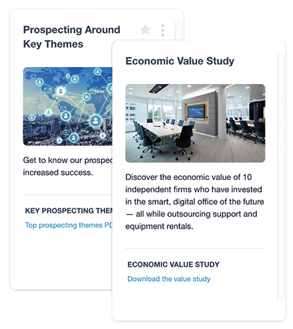 Flipdeck cards linking to tips for prospecting and an economic value study
