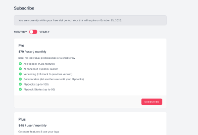 Flipdeck subscription options